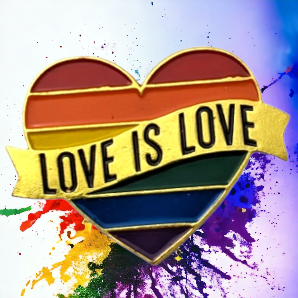 Love Is Love Heart Rainbow LGBTIQA+ Gay Interest Pride Lapel Pin